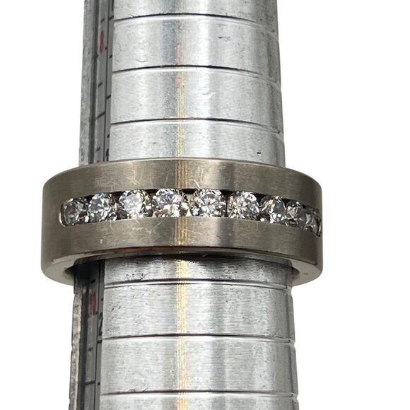 Other - Mens Titanium Ring Size 9.5 Cubic Zirconia Channel Set Wedding Band Anniversary